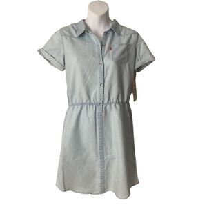 Levis Girls Button Down Denim Shirt Dress Light XL